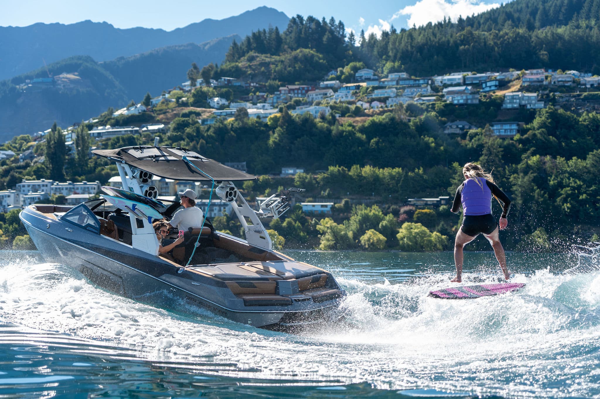 Filming a rider from the boat for coach video review